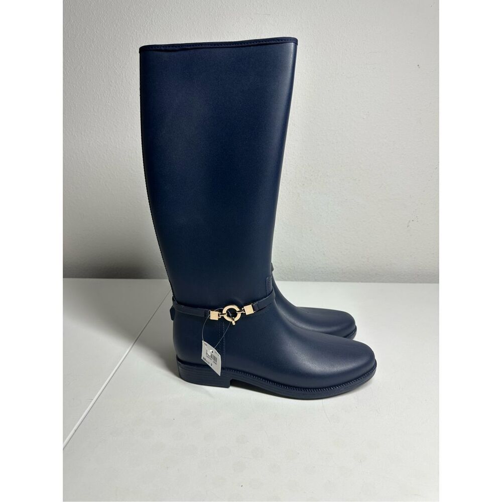 Rugged Outback  Navy Blue Waterproof Boots Women's Rainboots Knee See Notes Sz 9